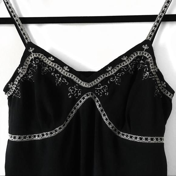 Black Cami Blouse with Silver Embroidery and Beads - Picture 2 of 4